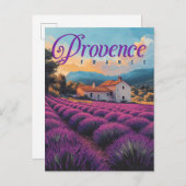 Vintage Provence Lavender Fields Postkarte (Vorne/Hinten)