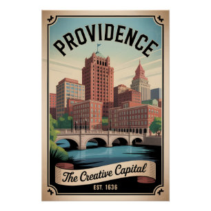 Vintage Providence Rhode Island Retro-Reise Poster