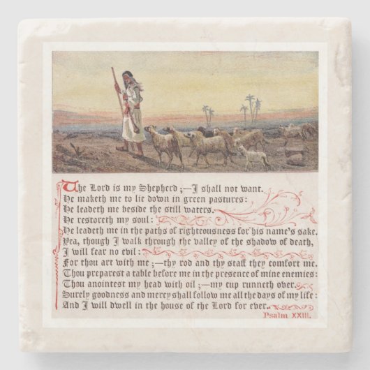 Vintage Psalm 23 Biblical Scripture  Steinuntersetzer (Vorderseite)