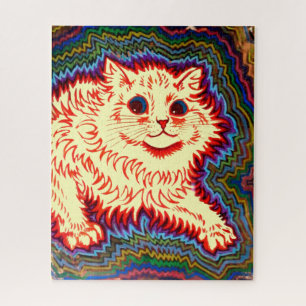Vintage psychedelische Katze von Louis Wain Puzzle