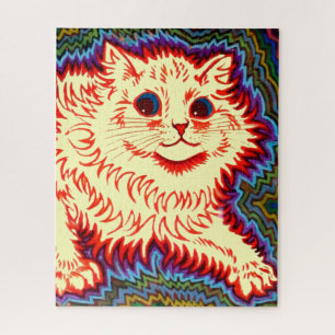 Vintage psychedelische Katze von Louis Wain Puzzle
