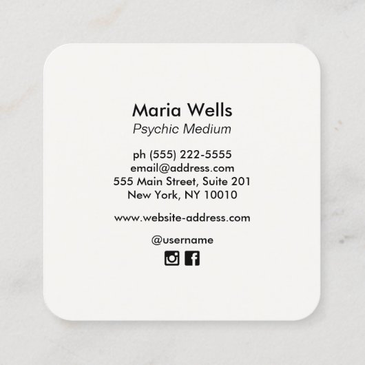Vintage Psychische Mittelkristall-Visitenkarte Quadratische Visitenkarte (Rückseite)