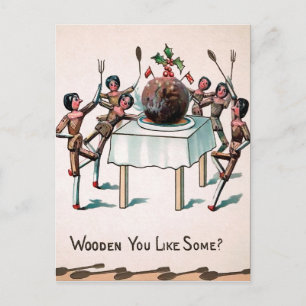 Vintage Pudding aus Viktorianischem Holz Postkarte