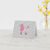 Vintage Pudel-Gruß-Karte Paris rosa Karte (Gelbe Blume)