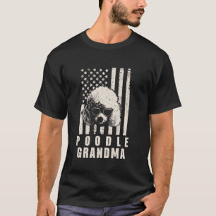 Vintage Pudel Hund Oma Amerikanische Flagge Gesche T-Shirt