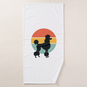 Vintage Pudel Sonnenuntergang Retro Hund Silhouett Badehandtuch
