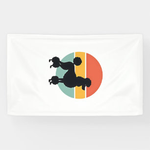 Vintage Pudel Sonnenuntergang Retro Hund Silhouett Banner