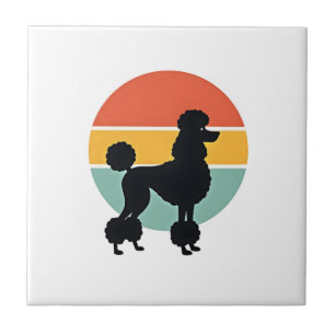 Vintage Pudel Sonnenuntergang Retro Hund Silhouett Fliese