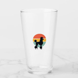 Vintage Pudel Sonnenuntergang Retro Hund Silhouett Glas