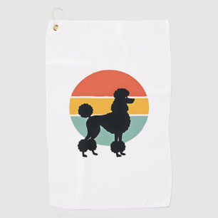 Vintage Pudel Sonnenuntergang Retro Hund Silhouett Golfhandtuch