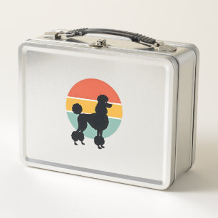 Vintage Pudel Sonnenuntergang Retro Hund Silhouett Metall Brotdose
