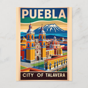 Vintage Puebla Mexico Stadt der Talavera Retro  Postkarte