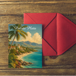 Vintage Puerto Plata Dominikanische Republik Tropi Postkarte