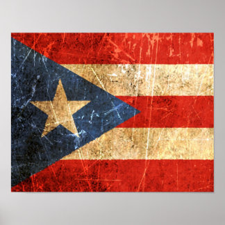 Vintage puerto-ricanische Flagge mit Kratzern und  Poster