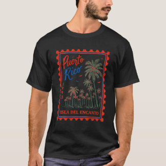 Vintage Puerto Rico Briefmarke Retro Strand Auf T-Shirt
