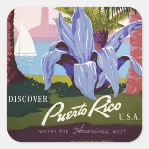 Vintage Puerto Rico Quadratische Aufkleber