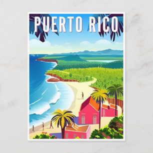 Vintage Puerto Rico Tropischer Strand Insel Postkarte