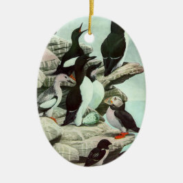 Vintage Puffins und Wasservögel von Louis Futes Keramik Ornament