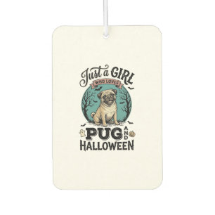 Vintage-Pug-Halloween-Mädchen-Hundeliebhaber-Shirt Autolufterfrischer