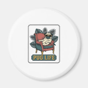 Vintage Pug Leben Coole Hunde Sonnenbrille Design_ Magnet