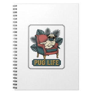 Vintage Pug Leben Coole Hunde Sonnenbrille Design_ Notizblock