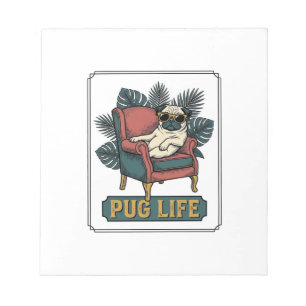 Vintage Pug Leben Coole Hunde Sonnenbrille Design_ Notizblock
