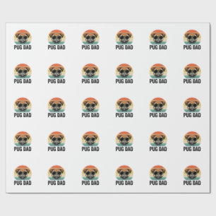 Vintage-Pug-Vater-Gravur-Hunde-Liebhaber-Design_1 Geschenkpapier