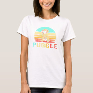Vintage Puggle-Hund Sonnenuntergang T-Shirt