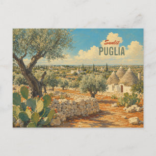 Vintage Puglia Italien - Olivenbäume Apulien Reise Feiertagspostkarte