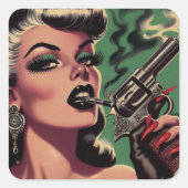 Vintage Pullgabel Quadratischer Aufkleber (Vorderseite)