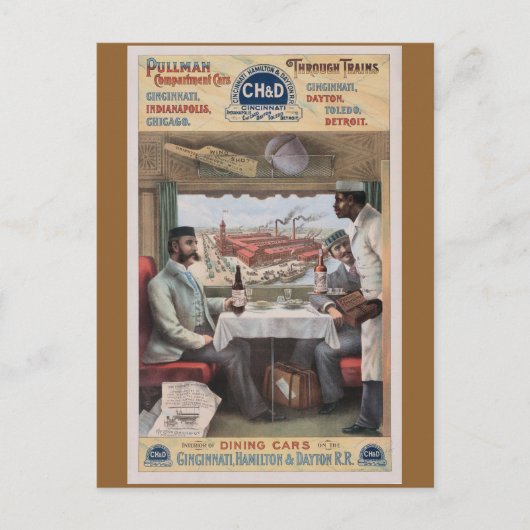 Vintage Pullman-Zugwagen Postkarte (Vorderseite)