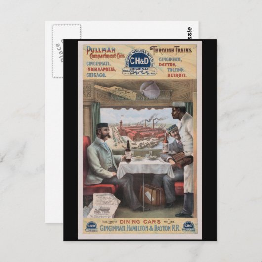 Vintage Pullman-Zugwagen Postkarte (Vorne/Hinten)