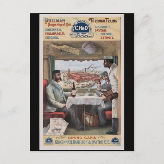 Vintage Pullman-Zugwagen Postkarte (Vorderseite)