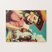 Vintage Pulp Cowgirl Illustration Puzzle (Horizontal)