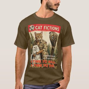 Vintage-Pulp-Fiction-Katzen-Shirt   Retro-Abenteue T-Shirt