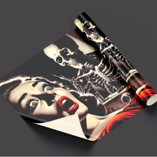 Vintage-Pulp-Horror-Frau Geschenkpapier