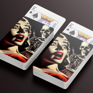 Vintage-Pulp-Horror-Frau Spielkarten