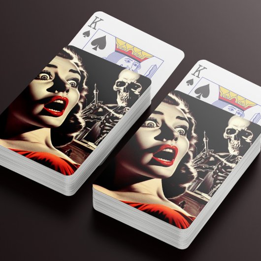 Vintage-Pulp-Horror-Frau Spielkarten