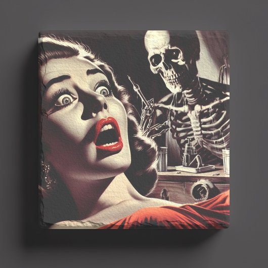 Vintage Pulp Horror Woman Steinuntersetzer