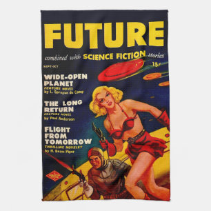 Vintage Pulp Paperback Sci-Fi Space Girl Cover Handtuch