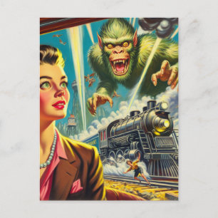 Vintage Pulp-Sci-fi-komische Illustration Postkarte
