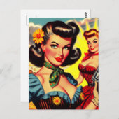 Vintage Pulp Western Girls Postkarte (Vorne/Hinten)