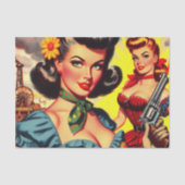 Vintage Pulp Western Girls Seidenpapier (Vorderseite)