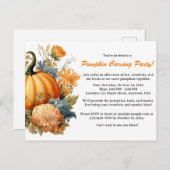 Vintage Pumpkin Carving Einladung Postkarte (Vorne/Hinten)