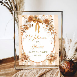 Vintage Pumpkin Floral Bow Babydusche Willkommen Poster