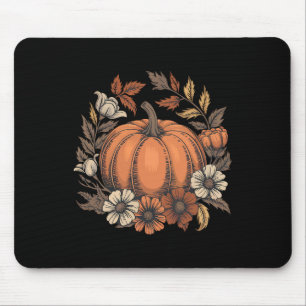 Vintage Pumpkin Floral Design Fall Harvest Thanksg Mousepad