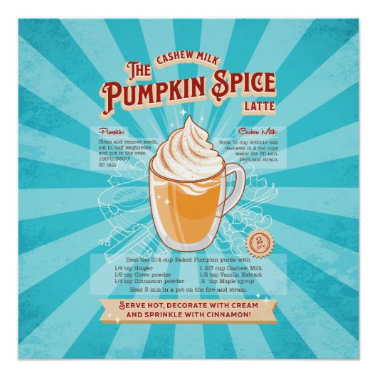 Vintage Pumpkin GewürzLatte - Rezept Poster (Vorderseite)