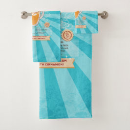 Vintage Pumpkin GewürzLatte - Rezept Poster Badhandtuch Set