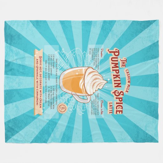 Vintage Pumpkin GewürzLatte - Rezept Poster Fleecedecke (Vorderseite (Horizontal))