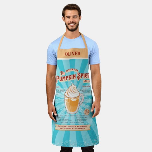 Vintage Pumpkin GewürzLatte - Rezept Poster Schürze (Getragen)